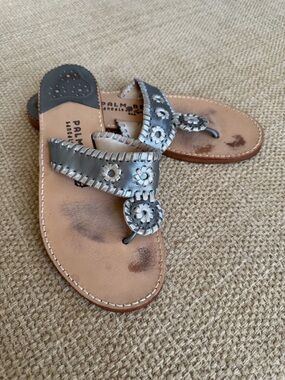 Palm Beach Sandals Gunmetal/Silver‎ Leather, Size 10
